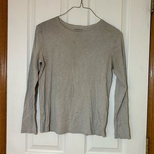 Tan long sleeve shirt, size M, some discoloration on shoulder